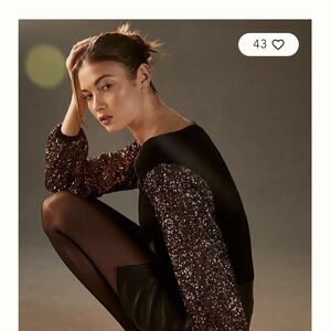 Anthropologie Black and Brown Sequin Sweater